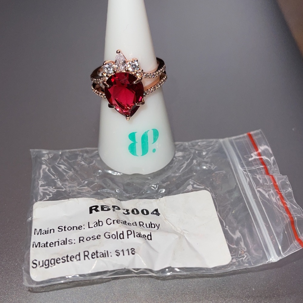 Ruby / Rose Gold Bomb Party Ring